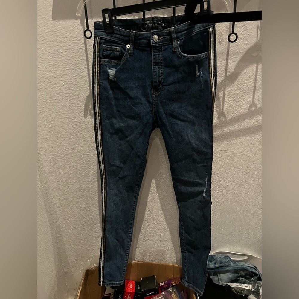 Cute side stripe wild people jeans